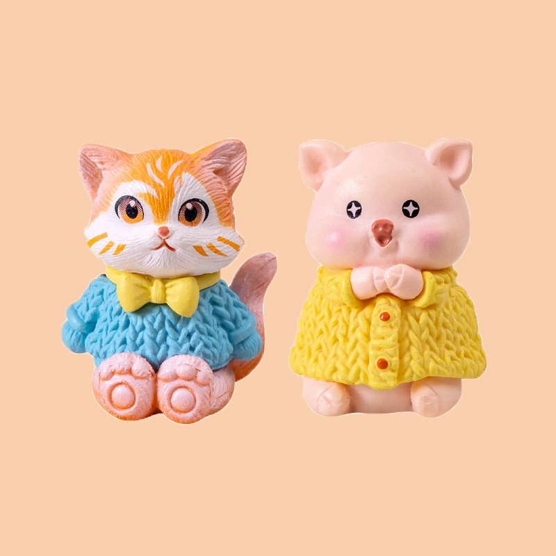 Charming Miniature Animal Figurines Resin Cat Pig Dog Desktop Decorations