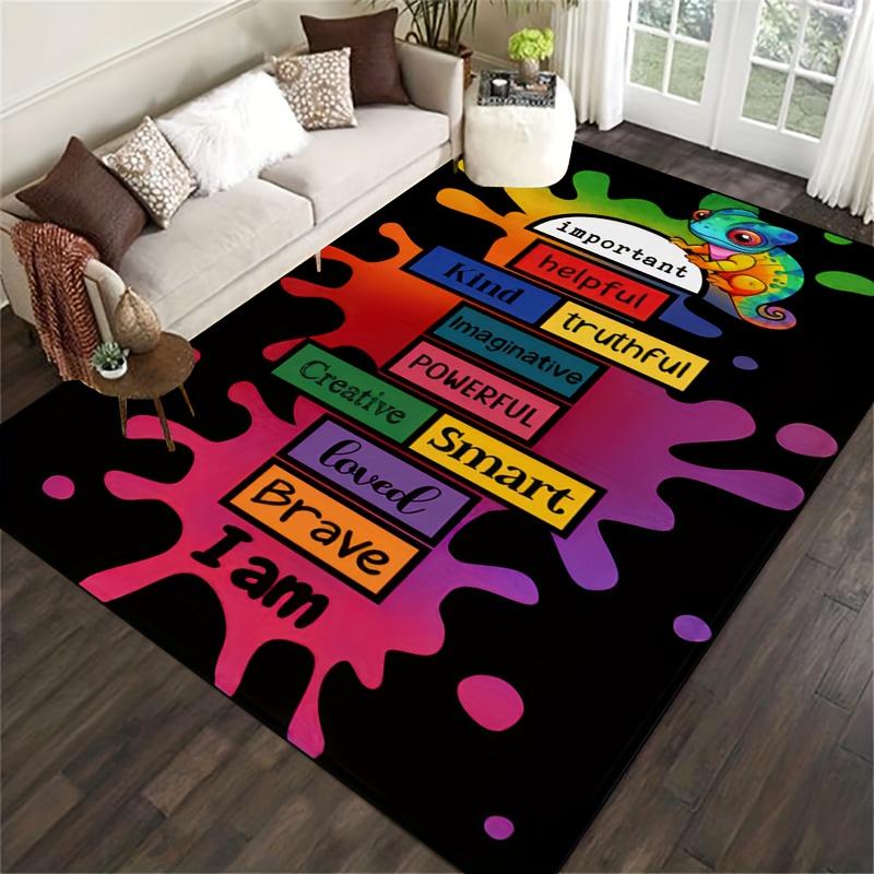

Vibrant Motivational Quote Mat - Positive Affirmations Rug for Living Room, Bedroom & Entryway, Machine Washable Floor Carpet 40x60cm