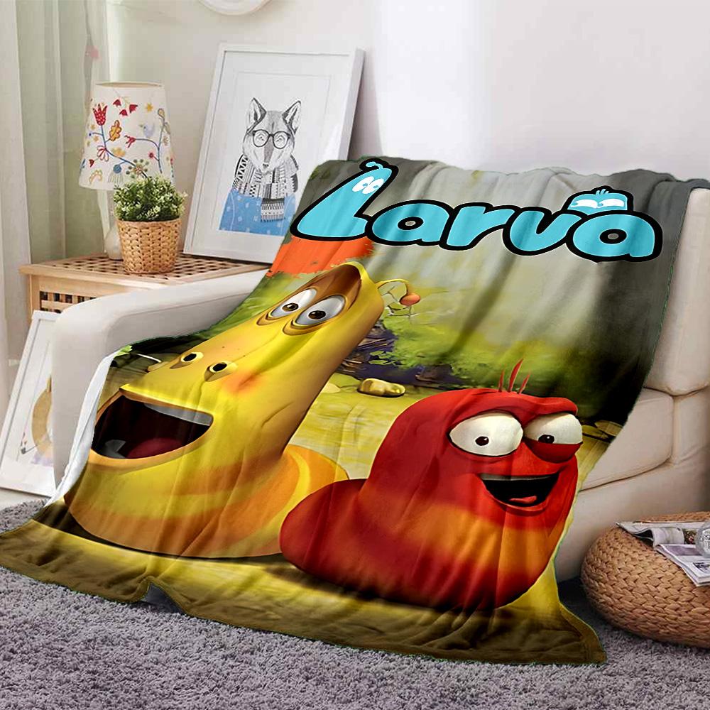 Larva Adventure Forest Flannel Blanket Super Soft Warm Cozy Blanket For Sofa Bed Office Travel Allseason Home Decor Gift