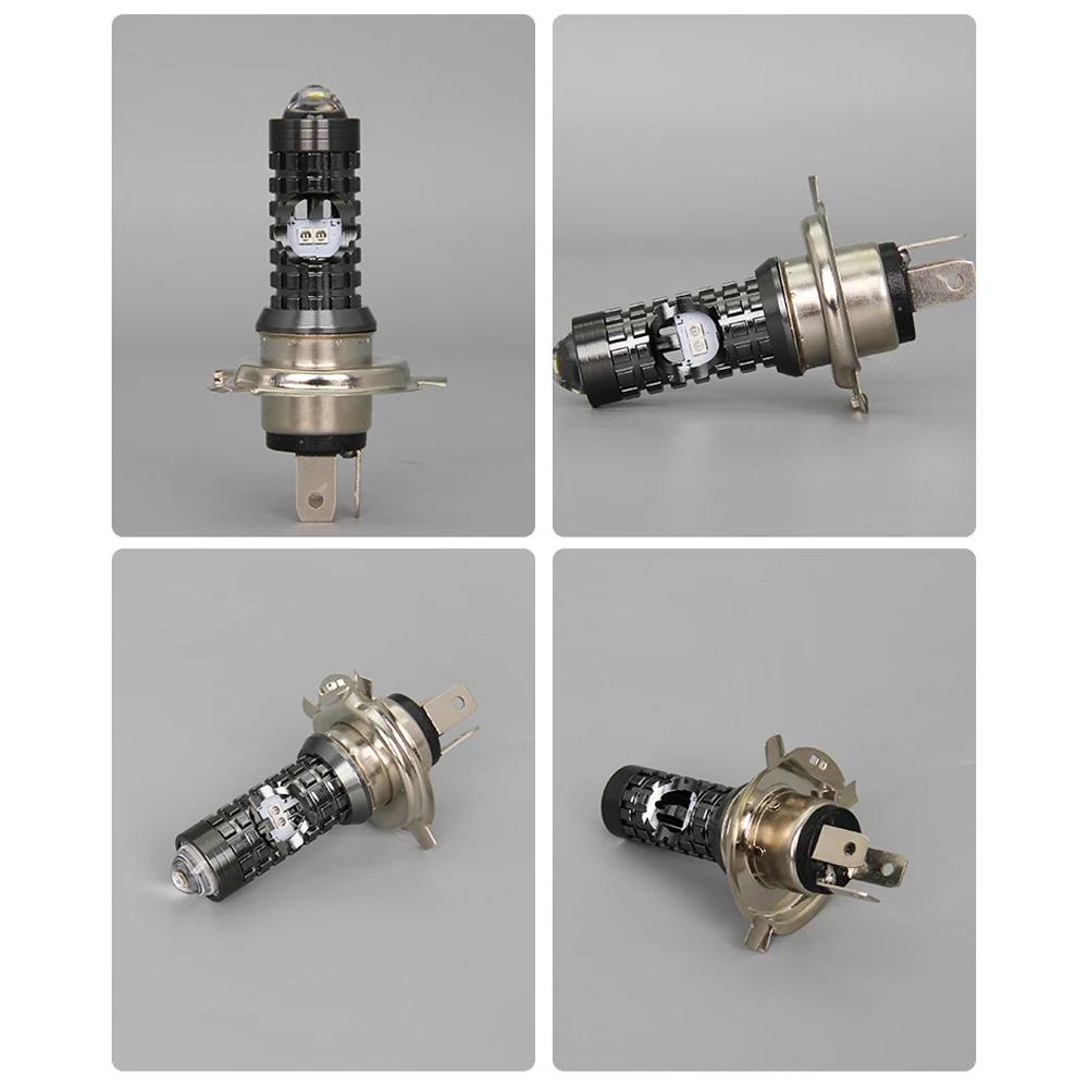 Motorcycle LED Headlight H4 P15D Hi/Low Lights Dual Colors Headlight Projector Lens Bulb Motor Driving Lights DRL Front Lamp