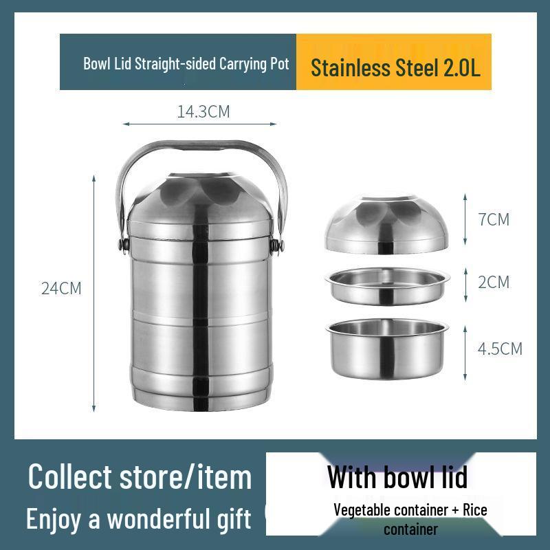 Large Capacity Stainless Steel Insulated Food Container - Multi-Layer Bento Box with Handle