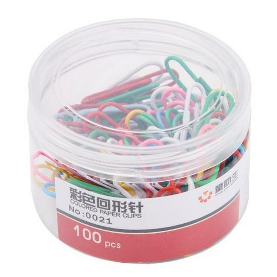 Colored Nickel-Plated Paperclip Dispenser (100 Pieces) - Creative Metal Bookmark and Office Stationery Clips