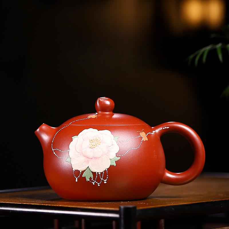 

220 мл чайники из фиолетовой глины Исин, цветной рисунок, ручной работы, горшок Сиши, сырая руда, глиняный чайник Дахунпао, чайный набор Цзыша