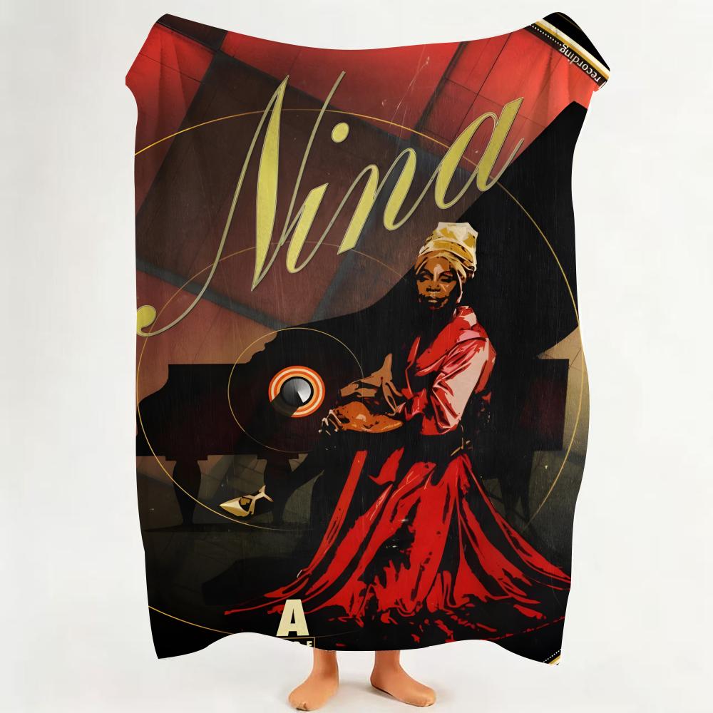 Music N Nina S Simone Throw Flannel Throw Blanket Suitable for Sofa Living Room Bedroom 75cmx90cm
