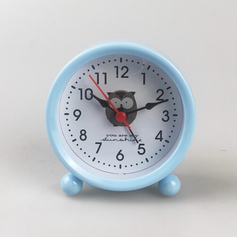 Mini Children's Alarm Clock with Lights Bedside Clock Round Cartoon Clock Simple Bedside Clock