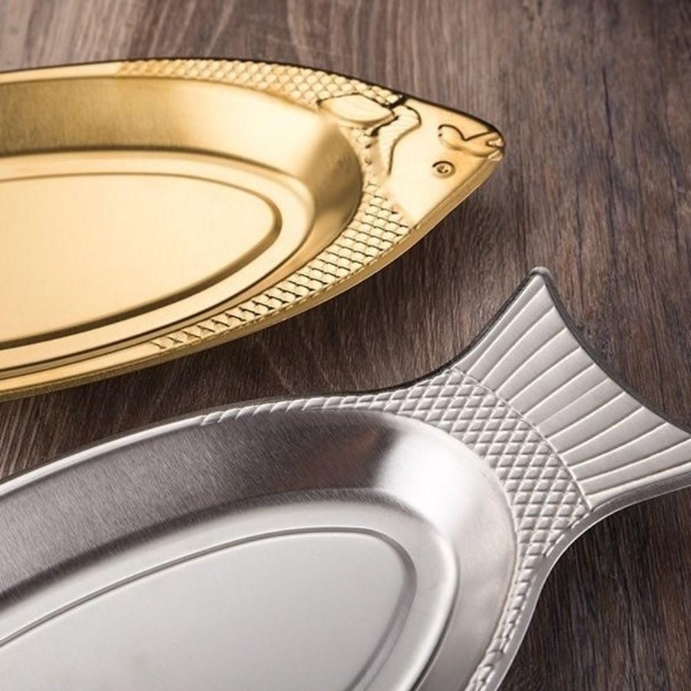 Stainless Steel Fish Shaped Plate Thickening Barbecue Plate Creative Snack Plate Restaurants