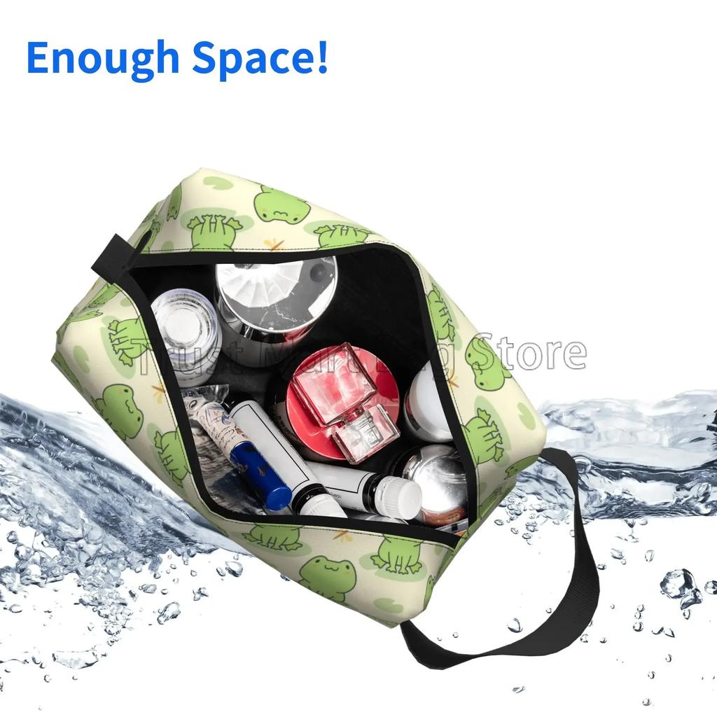 Bolsa de Maquillaje de Rana de Dibujos Animados para Niñas Mujeres Kawaii Rana Bolsas Cosméticas de Viaje Estuche Impermeable para Artículos de Tocador Bolsa de Almacenamiento para Gimnasio Escuela