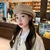 Version of Autumn and Winter New Hat for Women with High End Metal Letters Logo Beret Big Head Circumference Showing Face Little Painter Hat Trend