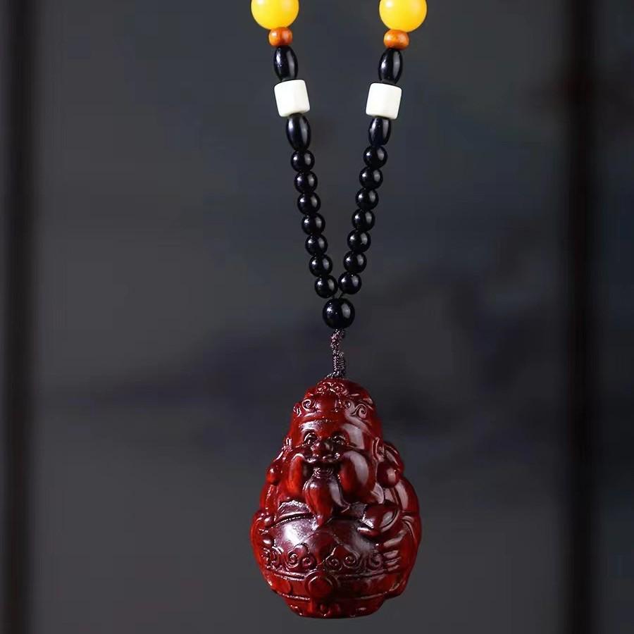 Sandalwood Pixiu Handheld Carved Pendant Ornament - Douyin Craft Gift