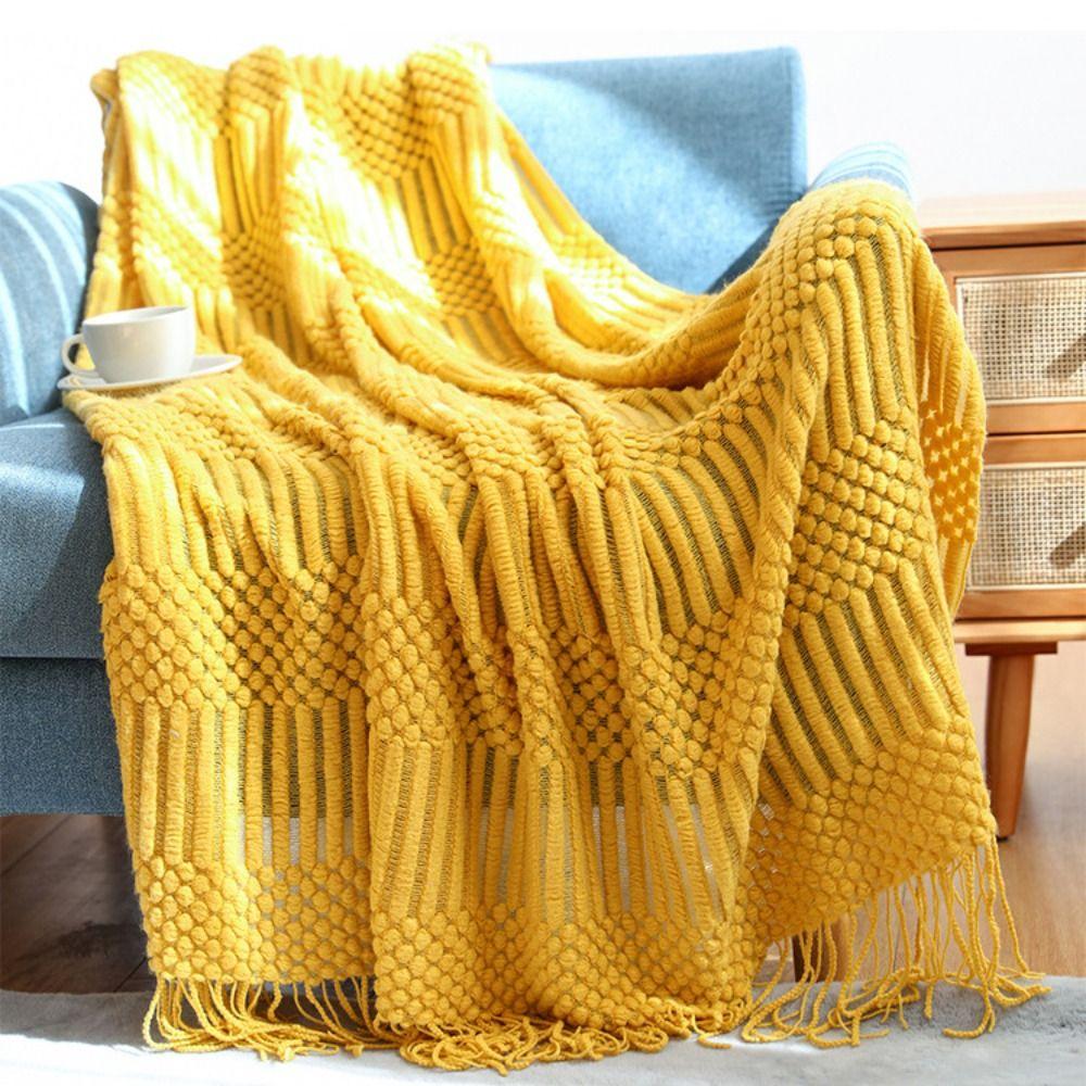 Atmungsaktive nordische Strickdecke Hautfreundliche Nickerchen-Decke Universelle Sofa-Karodecke Hotel