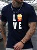 White Unisexs Tee Love French Fries Graphic Crew Neck Cotton Short Sleeve Food Style Male Street Summer Soft Daily Casual Wear