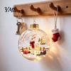 Warm Light Christmas Scenes 3D Animal Faux Crystal Ball Ornament, Lighted Acrylic Hanging Decor Indoor Party Accents with Hedgehog Penguin Panda, LED