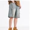 New Old Ripped Denim Shorts Summer New Loose Straight Middle Pants Thin Casual Five-point Pants Men