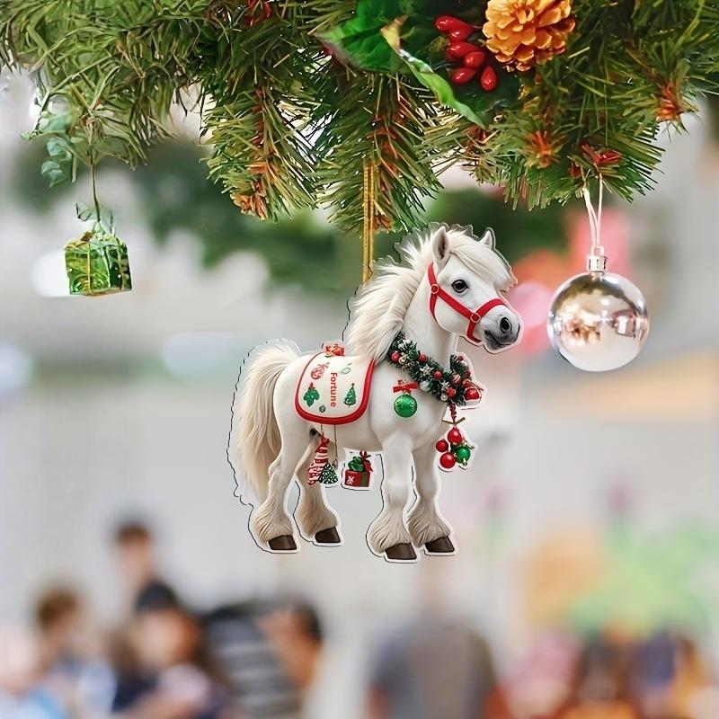 1/3Pcs Elegant Christmas Horse 2D Acrylic Decorations Hanging On Christmas Trees As Christmas Home Decorations Xmas Party Gifts