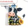 1 Yellow Flower Little Cow Decorative Pendant Car Accessories 2D Flat Pendant Decorative Bag and Keychain Accessories