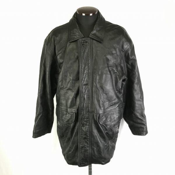 Creation Cube Lamb Leather Quilted Leather Coat Outer Men M Black Full-Zip Inner Pocket(USED)