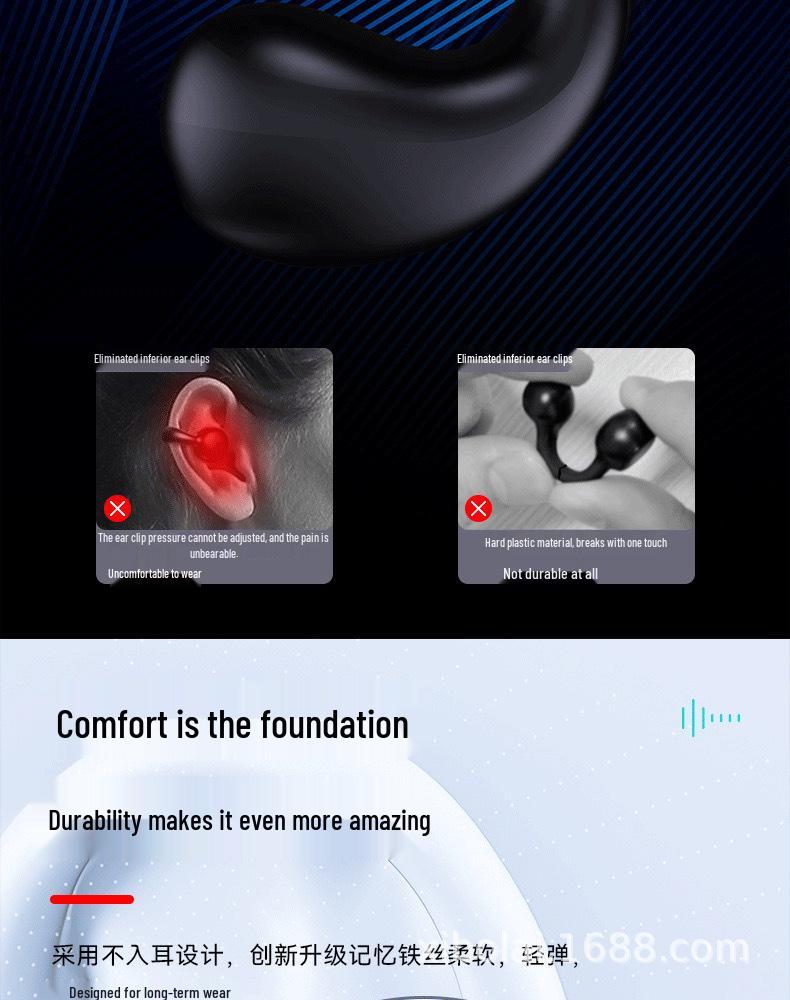 Q92 TWS Clip-on Bluetooth Earbuds: Sports Noise-Cancelling, Non-in-Ear, High Sound Quality