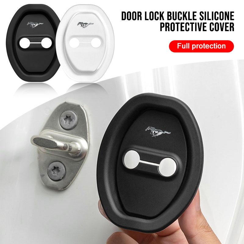 4Pcs Car Styling 3D Silicone Door Lock Cover Protective Decoration For Ford F150 Focus Ranger Fiesta Transit Mustang Mondeo MK2 MK3 Fusion
