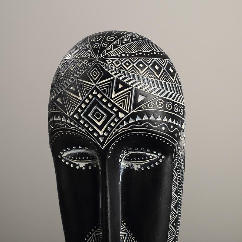 Retro African Style Art Mask Creative Ornaments Handmade Painted Resin Sculpture Handicraft Ornaments Decoration