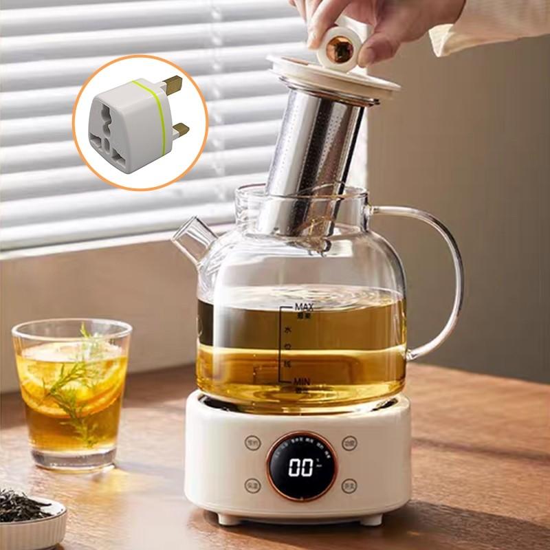 Bouilloire Bien-être Entièrement en Verre Grande Capacité 1,2L Bouilloire Santé à Température Constante Théière à Fleurs Multifonctionnelle Ménagère