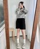Ppaeppae Back Elastic Two-Pintuck Wide Fit Knee-Length Bermuda Pants