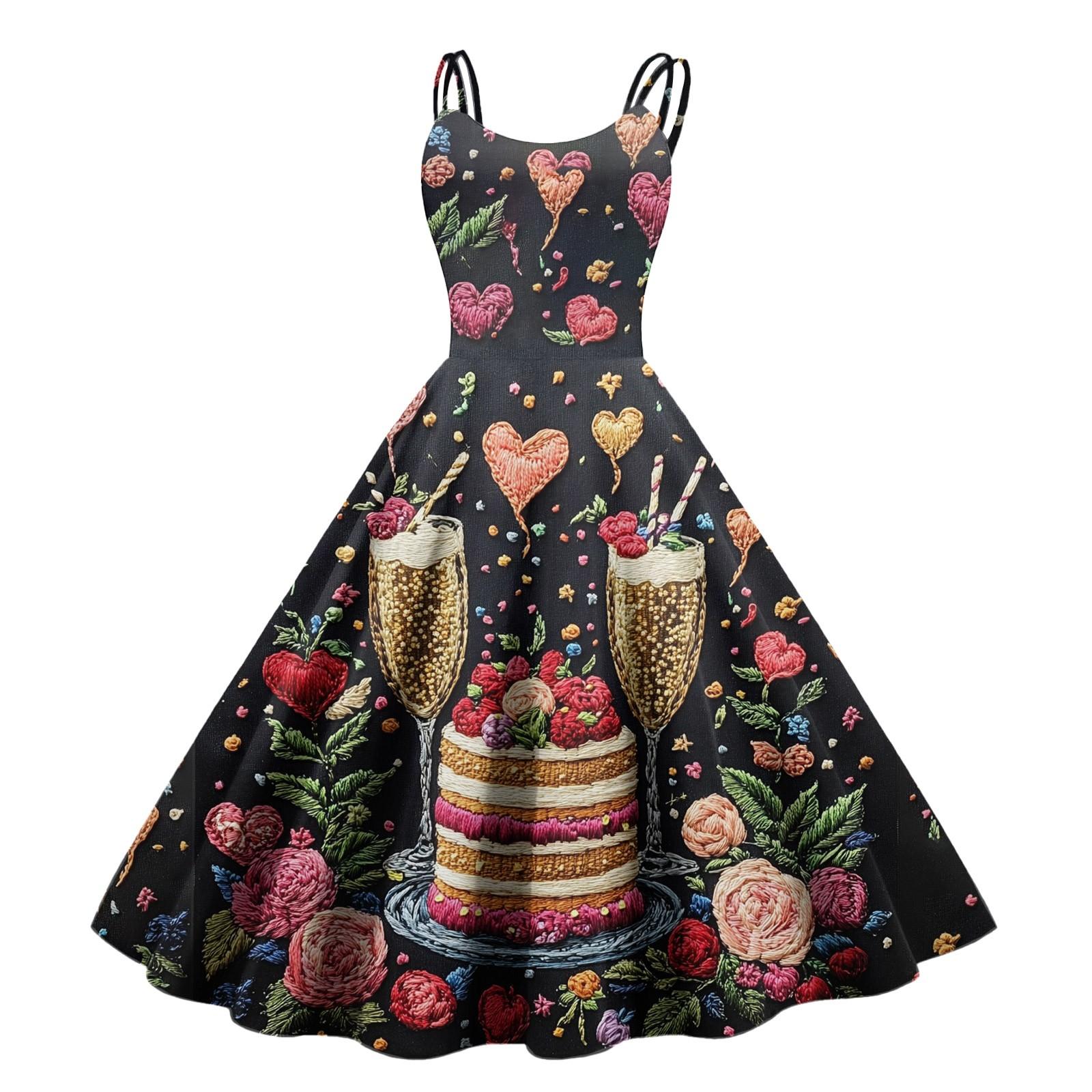 

Женское повседневное модное платье с принтом в стиле ретро с открытыми плечами в стиле панк в стиле ретро L