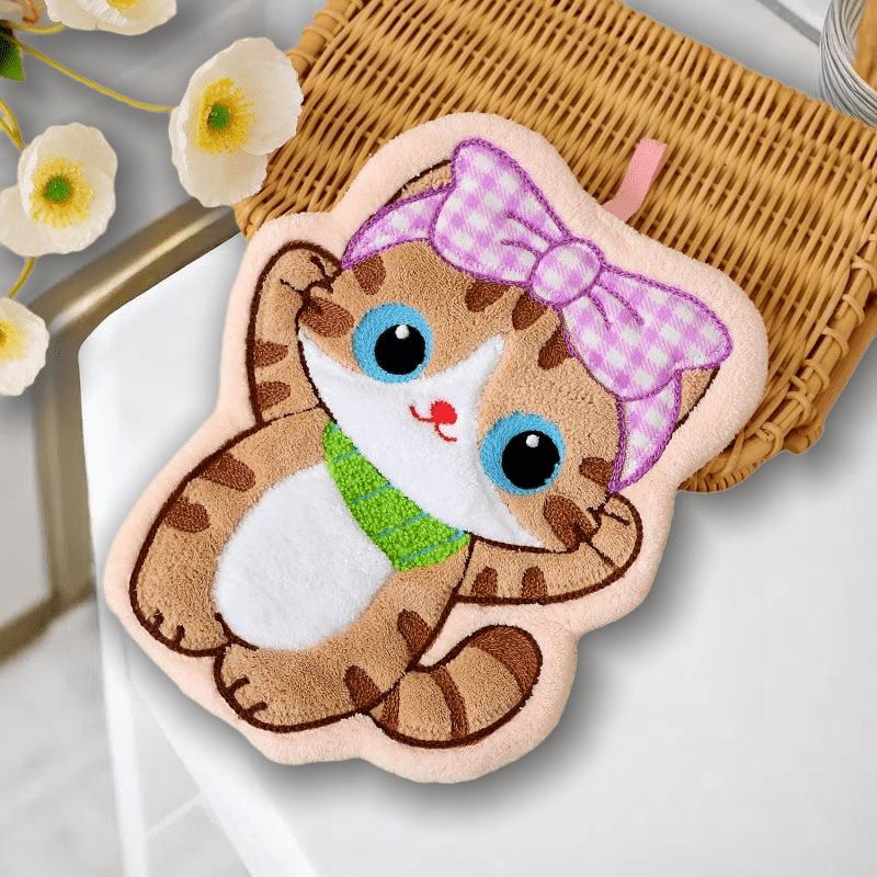 

1/4 шт. Полотенца для рук из кораллового флиса в форме кошек, 4 очаровательных дизайна с котятами, Супервпитывающие Быстросохнущие Кухонные Банные Полотенца, Не линяют Современный Декор Butterfly Bow Cat-1PCS