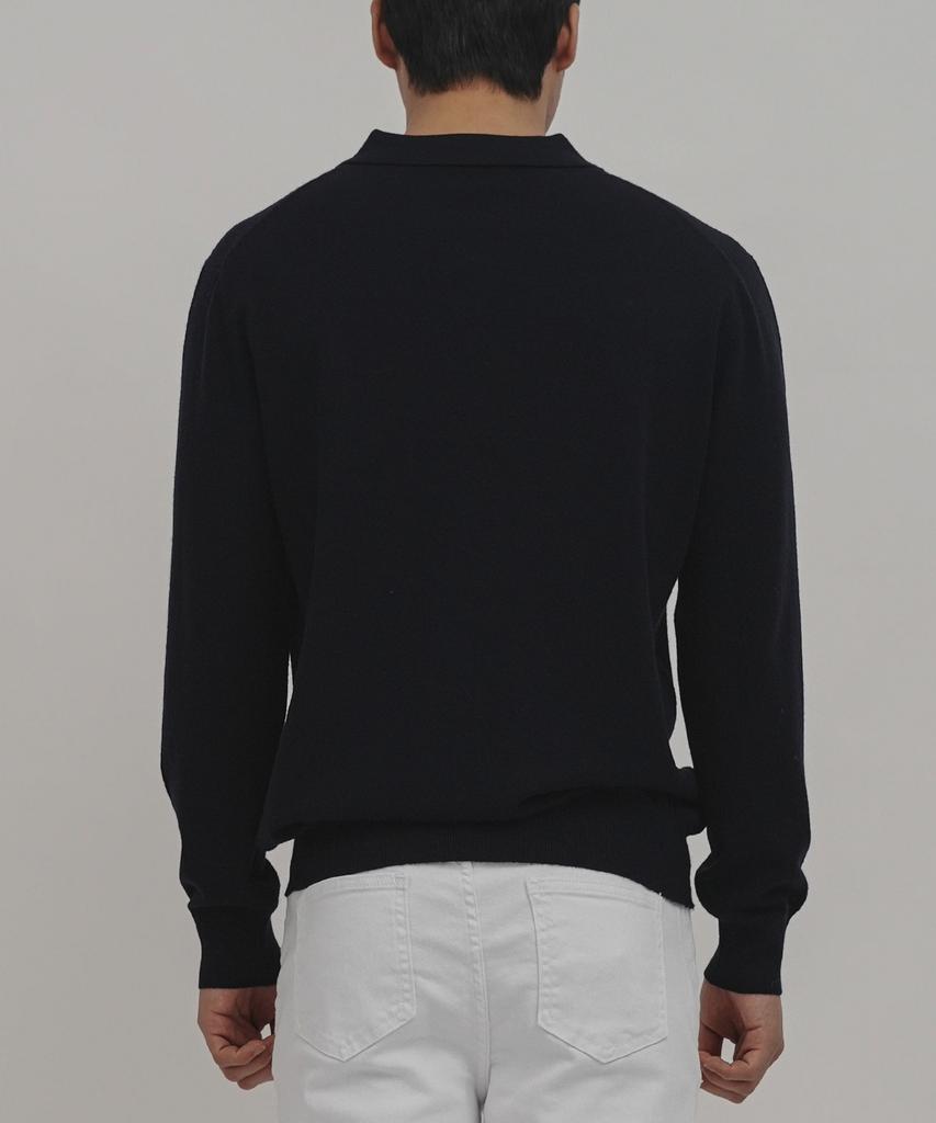 GOLDPERCENT Viscose Soft Cozy Collar Knit (Navy, Men)