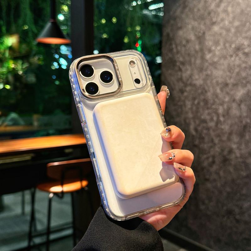 Applicable to iPhone17proMax lens holder Magnetic suction mobile phone case Transparent Apple 16 non-slip edge 15 protective case