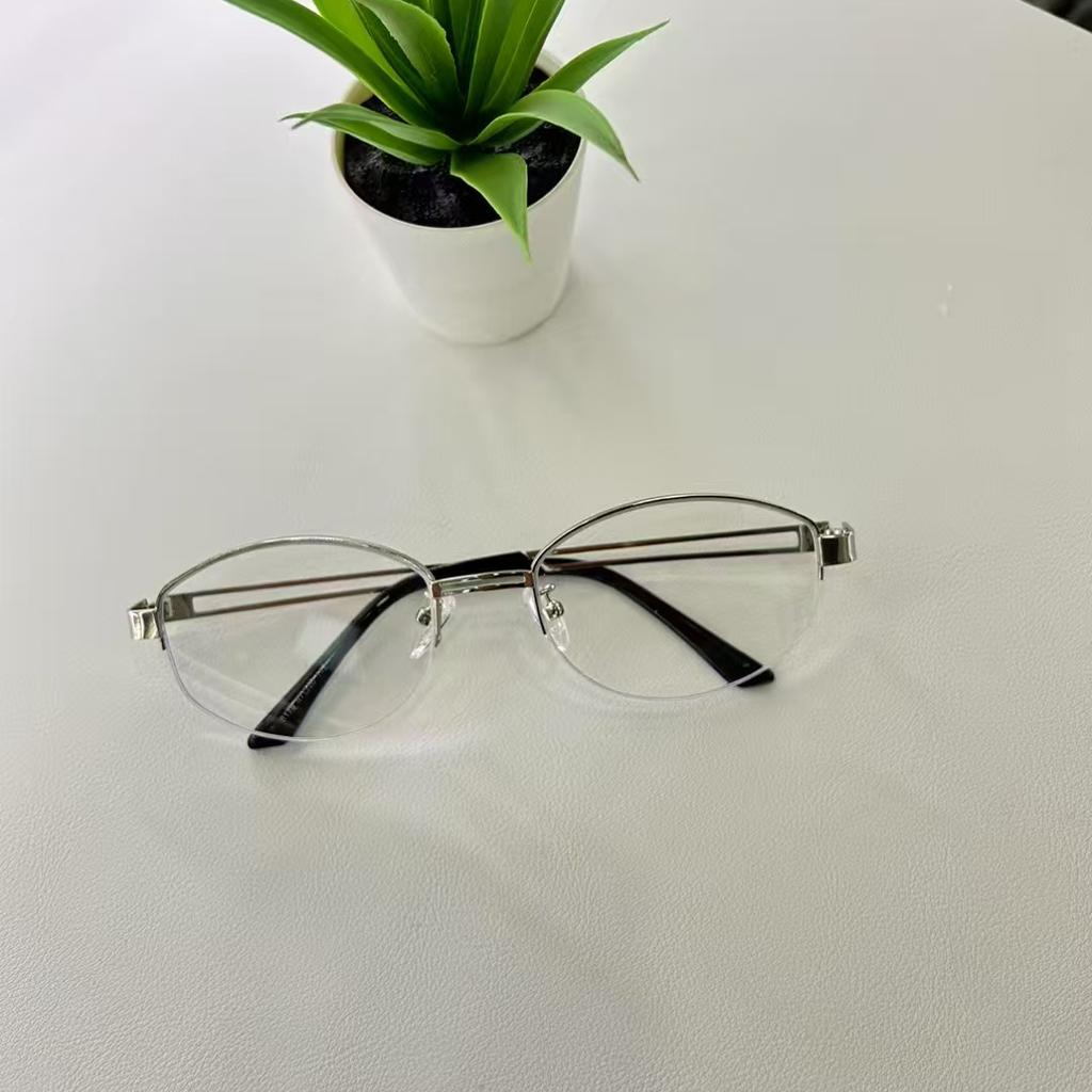 Vintage Style Women Sun Glass Oval Shape Semi-Rimless Uv Protection Sunglasses For Men Fashion Trendy Party Sunglasses