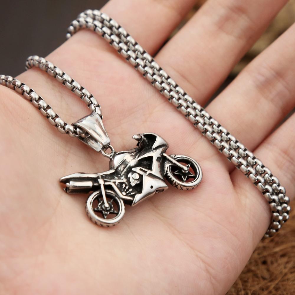Pendente da Moto in Acciaio Inossidabile 316L Vintage Punk Collane da Cavaliere per Uomini Ragazzi Hip Hop Biker Gioielli da Festa Regalo Dropshipping