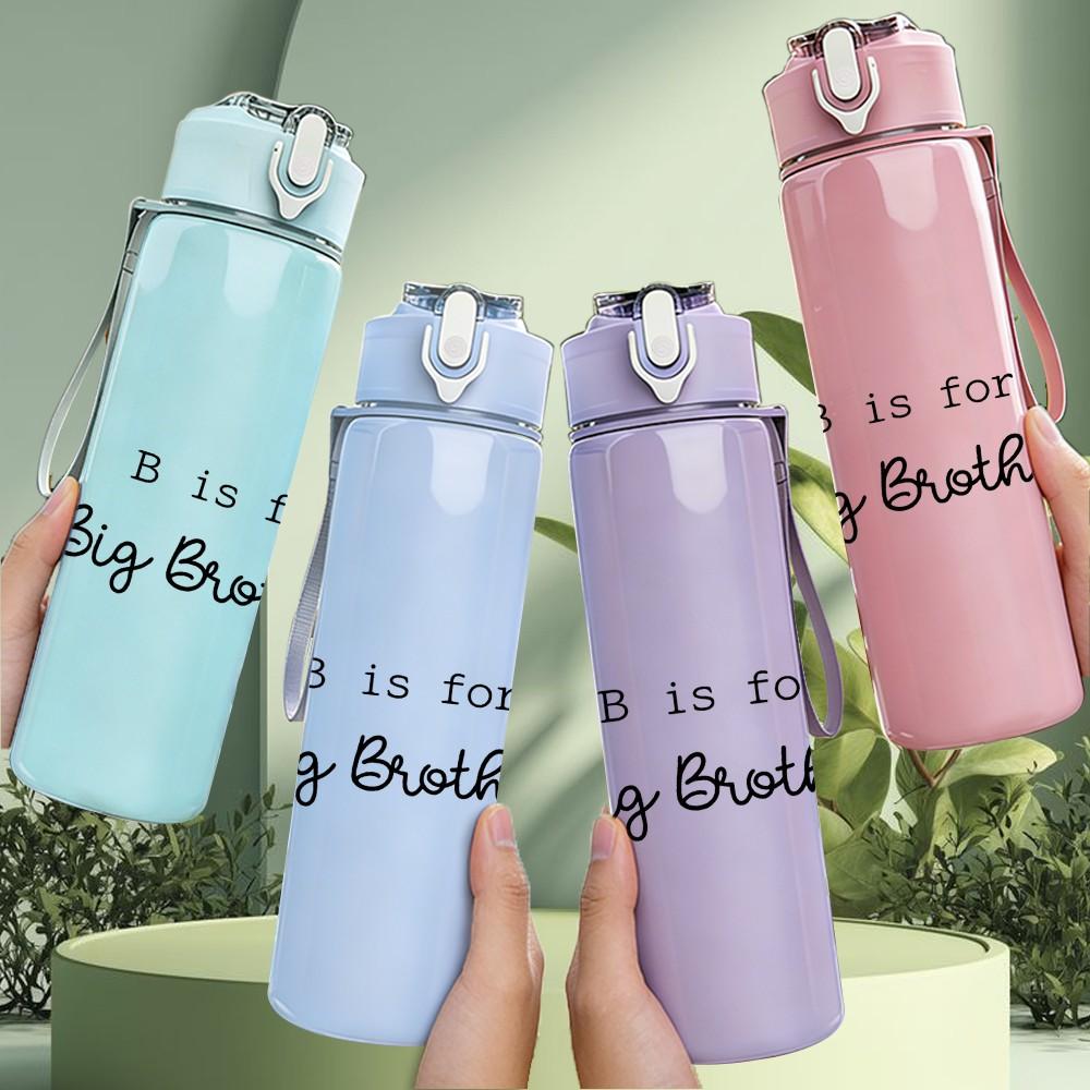 1PC B Is For Big Brother Letter Quote Print 750ml Color Plastic Sports Water Bottle Leakproof Flip Straw Lid Suitable for Sports Office Home Use