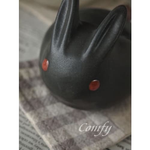 Country Goods Rabbit Pot Black Seasoning Container Sugar Pot Kitchen