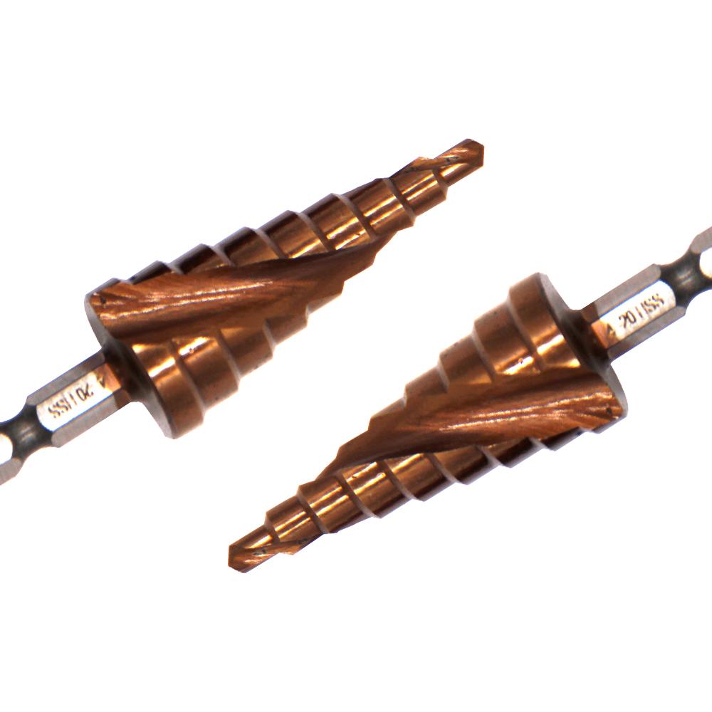M35 Cobalt Containing Hexagonal Spiral Step Drill Stainless Steel Tapping 4-20mm Pagoda Drill 1PC Cutting Tool Drilling Bit Tool