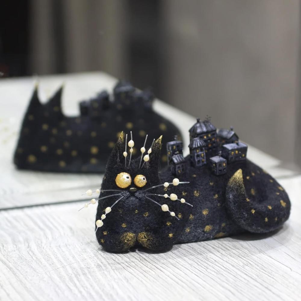 Cartoon-Tiere Wollfilz Vertraute Schrullige Handgemachte Begleiter Mini Große Augen Seltsam Niedlich Gefilzte Begleiter Mini-Tierdekoration