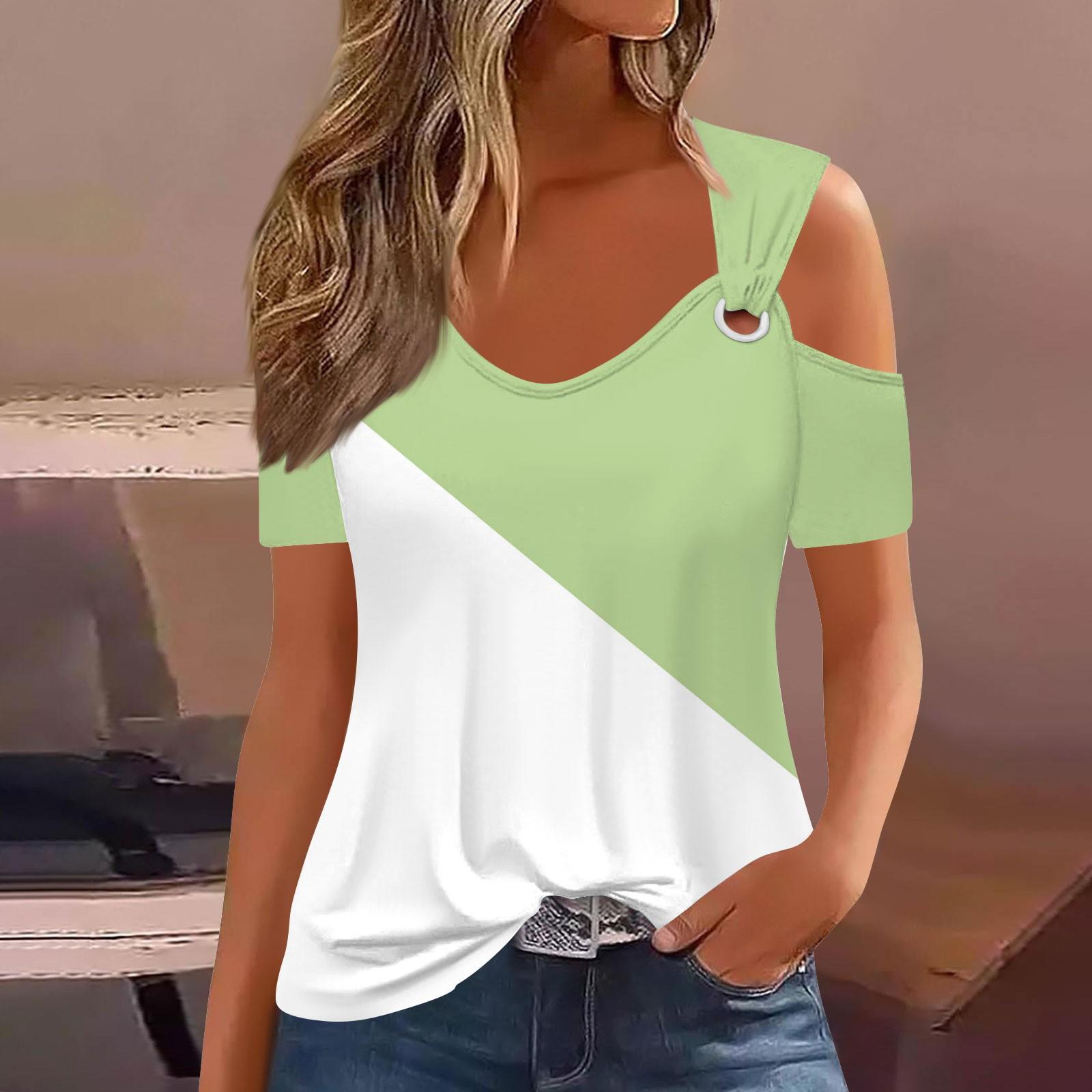 

Модные женские свободные летние простые повседневные топы с круглым вырезом и короткими рукавами M