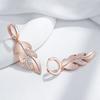 Unique Long Leaf Dangle Earrings For Women Fashion  Rose Gold Color With Natural Zircon Luxury Daily Party Jewelry Gift