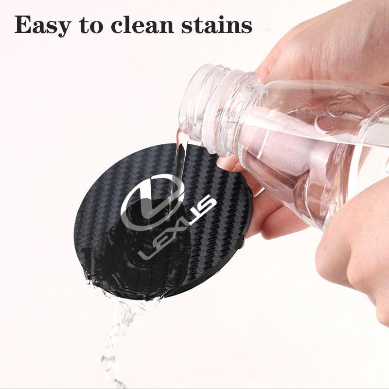 2Pcs Car Cup Mats Carbon Leather Anti Noise Coaster For Lexus F-SPORT ES RX NX LS UX LM LX GX LC RZ IS CT GS RC HS SC TX LBX