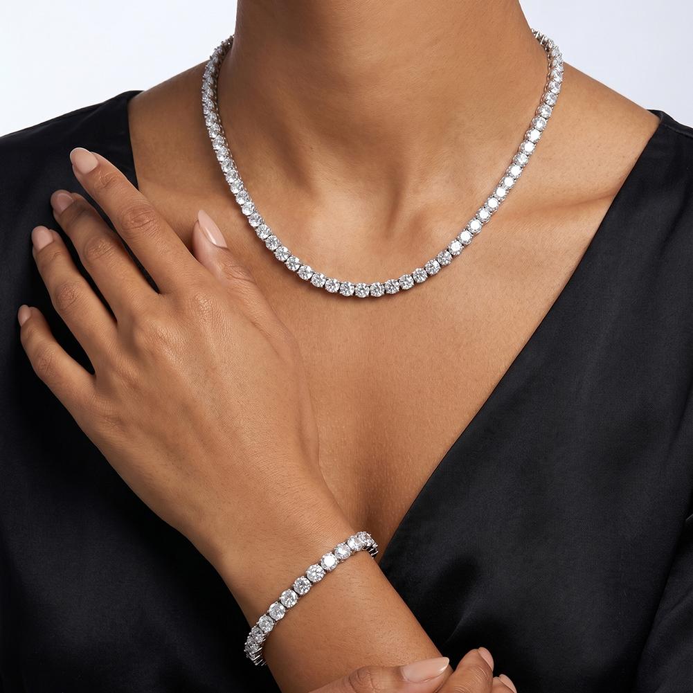 Source Jewelry Factory Double Anti-Tarnish Rhodium Coated S925 Silver Full Micro Moissanite Tennis Bracelet for High-End Minimal