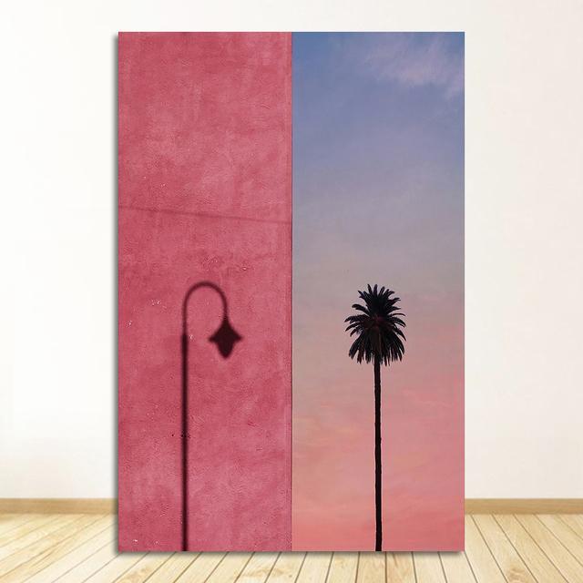 City Flower Light Beach Girl Photo Nordic Posters And Prints Wall Pictures For Living Room Decor Wall Art Canvas Painting Pink