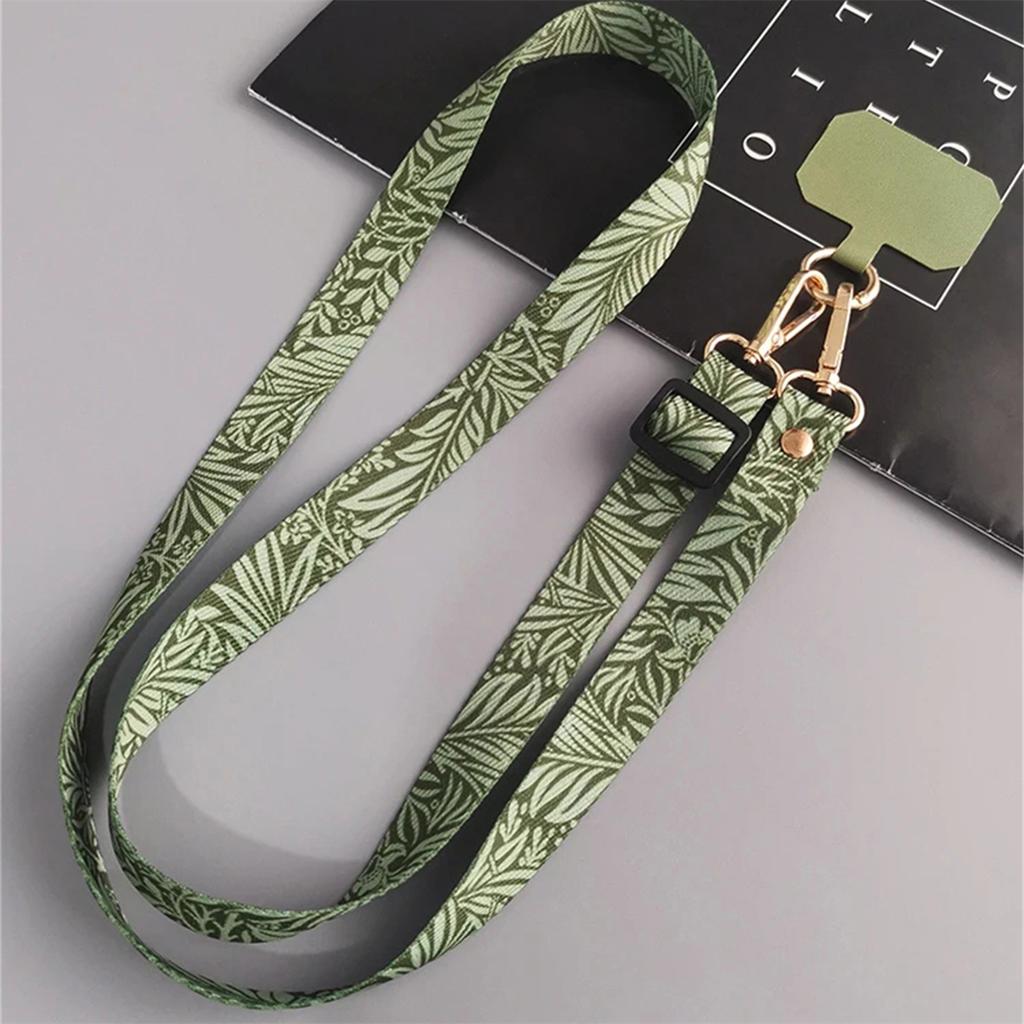 Green Leaves Adjustable Neck Cord Phone Strap Mobile Phone Straps Patch Cell Holder Phone Hanging Cord Phone Lanyards Strap