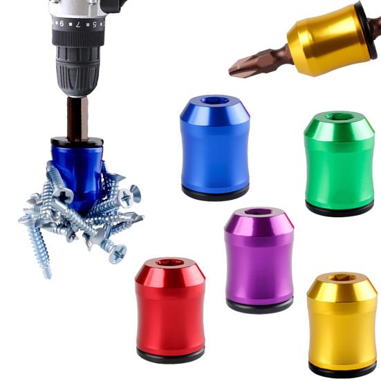 1/5Pcs Screwdriver Head Magnetic Ring Universal Screwdriver Power Bits Magnetizer Ring Heavy Duty Aluminum Alloy Magnetic Screw Holder