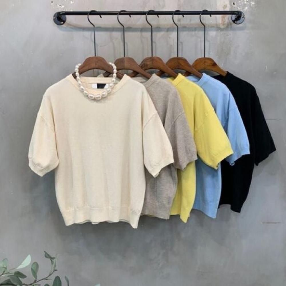 C S In The Room Women baSiC Round neCk Short Sleeve Knit 5Color