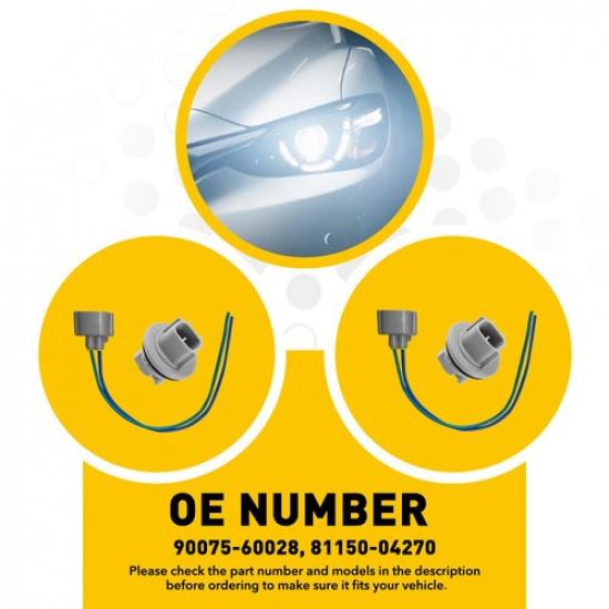 2X Turn Signal Socket & Pigtail 90075-60028 Connector Fit 03-05 Toyota 4Runner