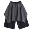 Black plus size vintage plaid Spring Autumn High Waist wide leg Skirt Pants Women Loose Casual Trousers