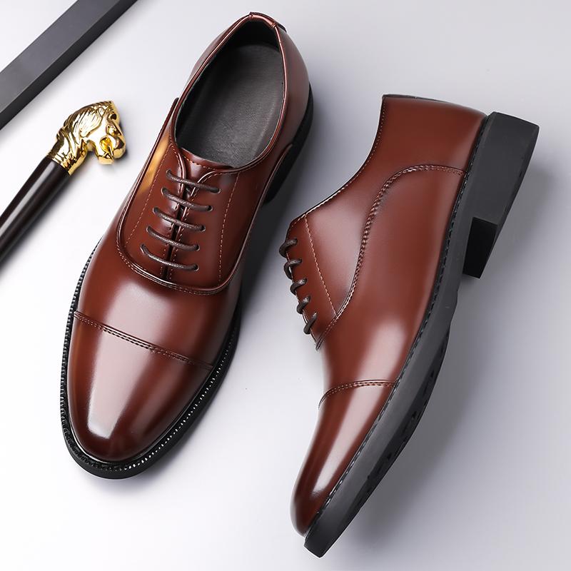 Classic Men's Casual Leather Oxfords Shoes Lace Up Business Formal Dress Footwear Lace Up Male Derby Shoes Outdoor Walk Sneakers