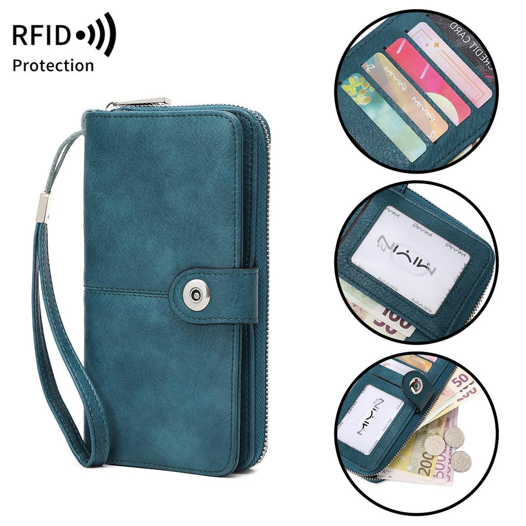New Women's Wallet Multi-card Zipper Buckle Wallet Retro Large-capacity Long Wallet