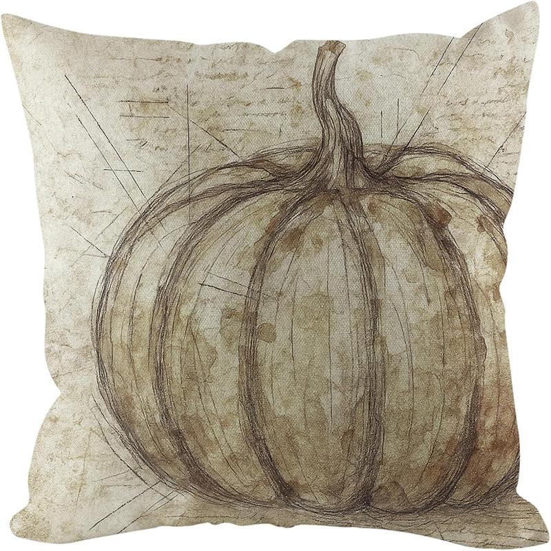 Halloween Throw Pillow Cover with Cat, Skull & Ghost Patterns - "Trick or Treat" Decor for Sofa