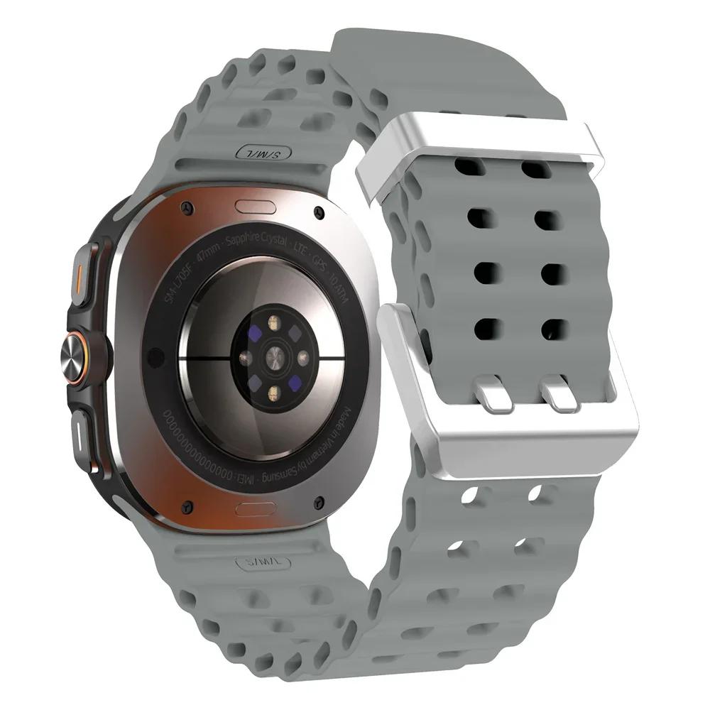 Ocean Silicone Band for Samsung Galaxy Watch 7 Ultra 47mm NO Gaps Bracelet Breathable Sport Loop Strap for SAMSUNG Watchband