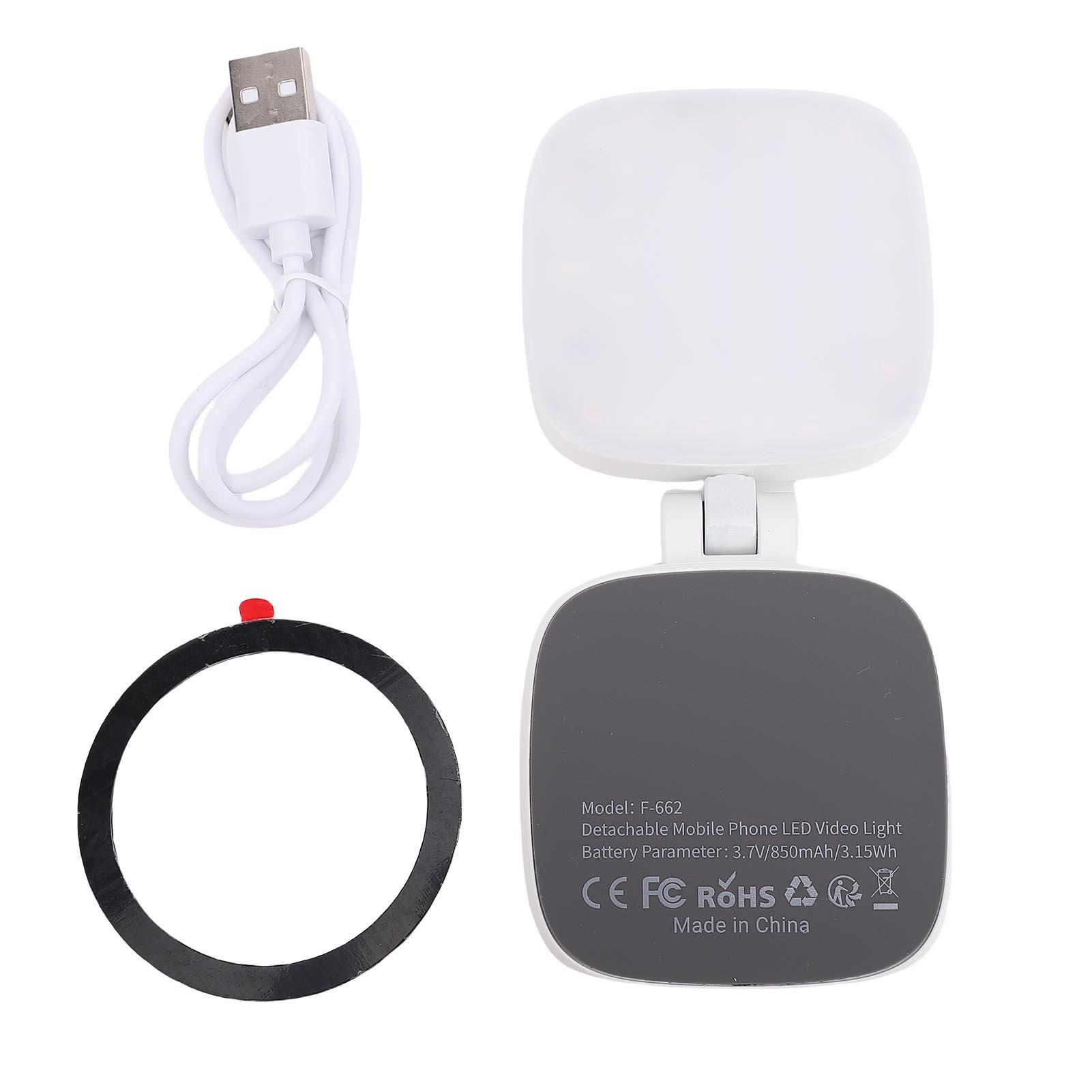 

Магнитный свет для селфи со встроенным зеркалом, 48 светодиодов, 3000-6500K, 3 цветовые температуры, светодиодная подсветка для телефона